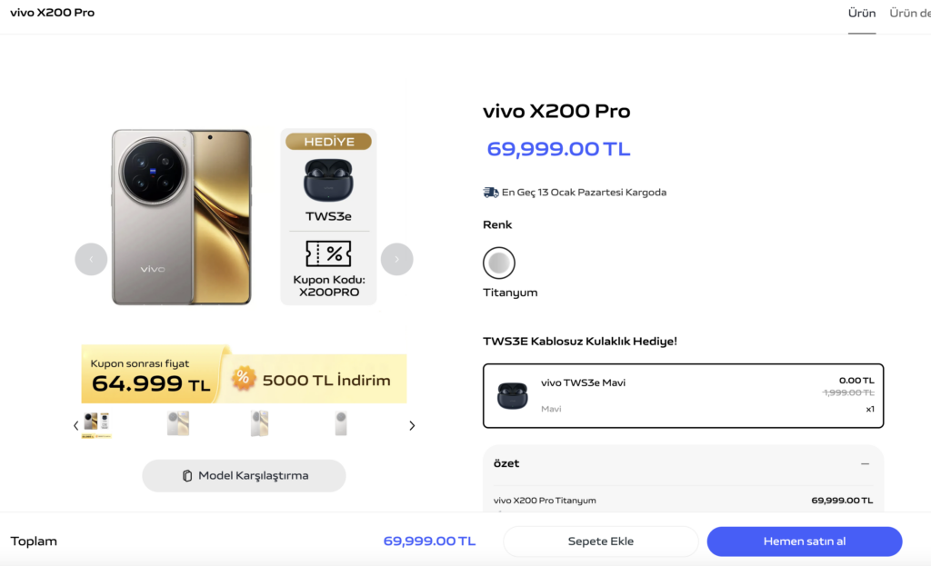 Vivo X200 Pro Türkiye Fiyatı